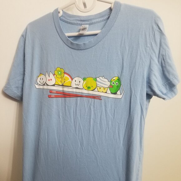 Woot! Tops - blue comedic sushi women's L Woot! t-shirt